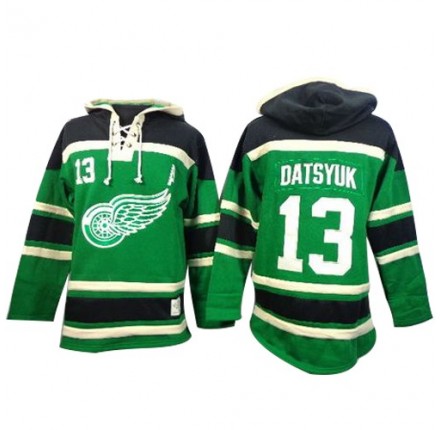 NHL Pavel Datsyuk Detroit Red Wings Old Time Hockey Authentic St. Patrick's Day McNary Lace Hoodie Jersey - Green