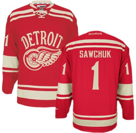 Ukey Terry Sawchuk (deceased 1970) Signed Detroit Red Wings Vintage Wool  Model Jersey